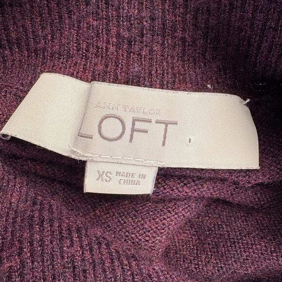 Loft Purple Maroon Cozy Cowl Neck Knit Tunic Sweater Womens Sz XS - Picture 3 of 4